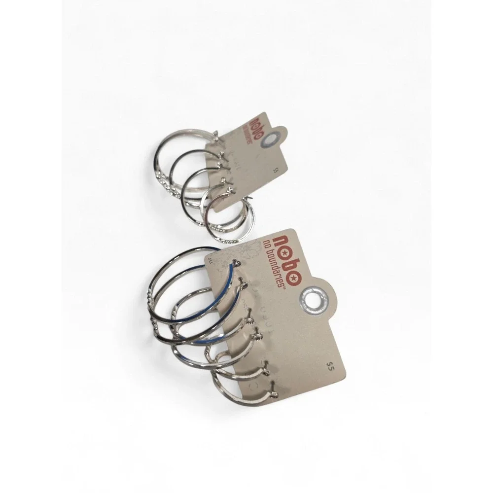 New Hoop Earrings No Boundaries Y2K Style Silver Accent Hinge 6 TOTAL PAIRS - Picture 3 of 5